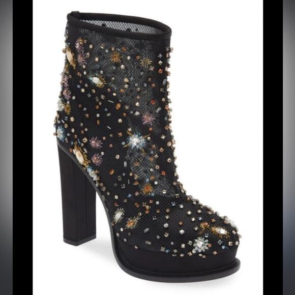 Alexander McQueen Celestial Crystal Platform Ankle Booties 37.5 - Picture 1 of 13